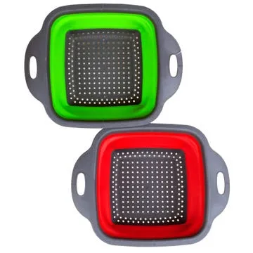 2 Pc Collapsible Kitchen Strainer Colander Folding Wash Pasta Straining Kitchen