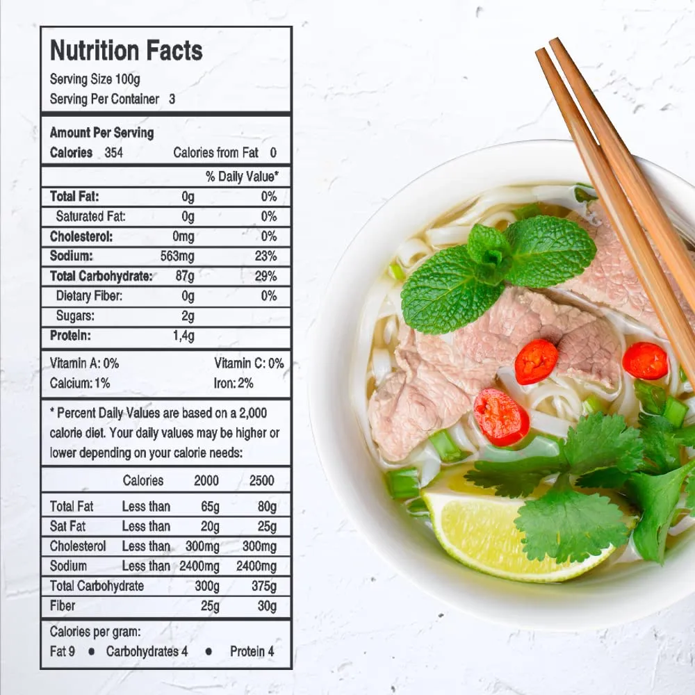 Asiadeli Pho Rice Noodles, Premium Rice Stick Noodles, Banh Pho Noodles - 10.5 oz. (Pack of 1 Bag)