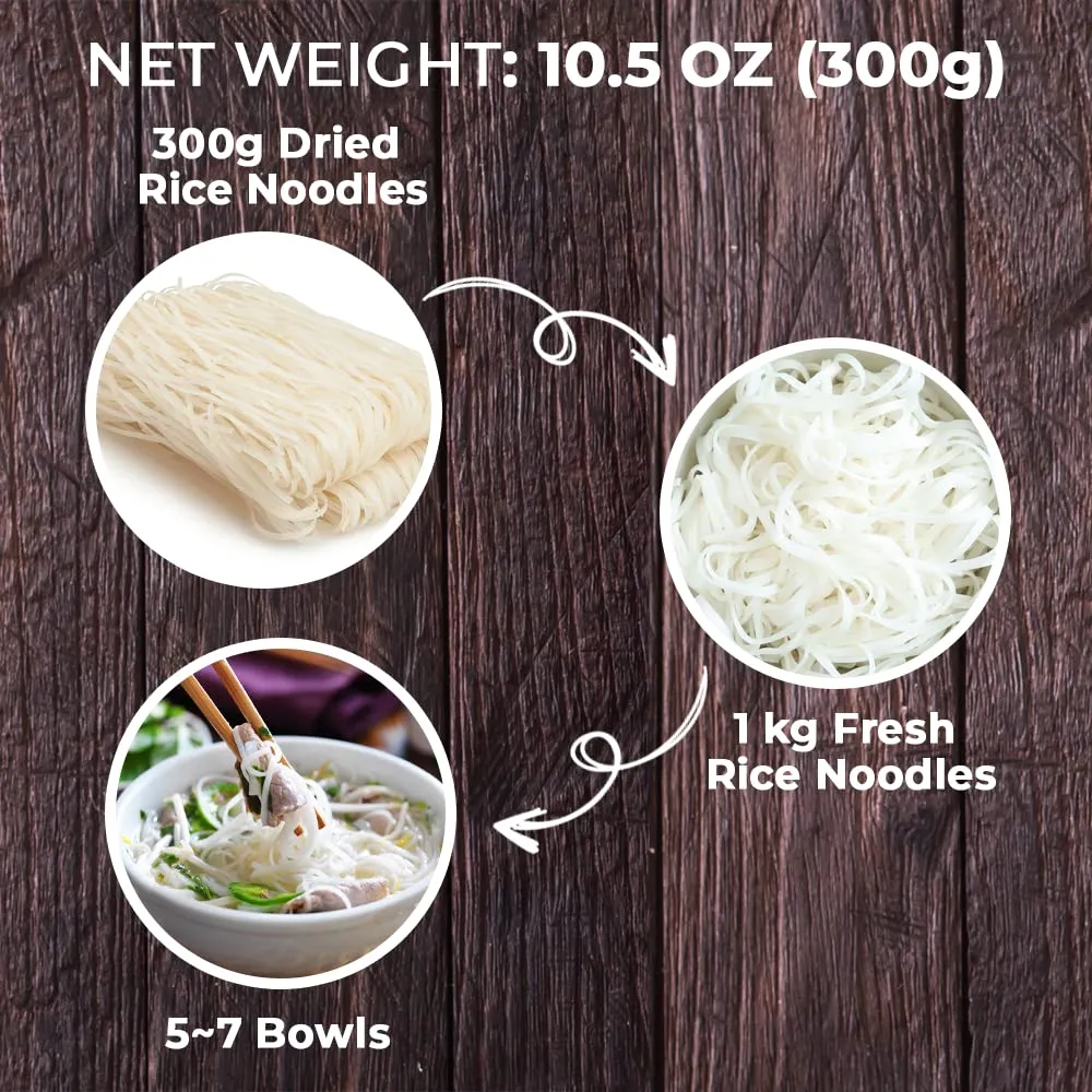 Asiadeli Pho Rice Noodles, Premium Rice Stick Noodles, Banh Pho Noodles - 10.5 oz. (Pack of 1 Bag)