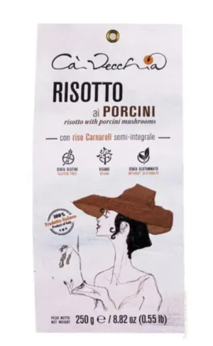Ca'Vecchia - Risotto Ai Porcini- Gluten Free Risotto With Porcini Mushrooms - (250 Gr - 8.82 Oz) 3-Pack