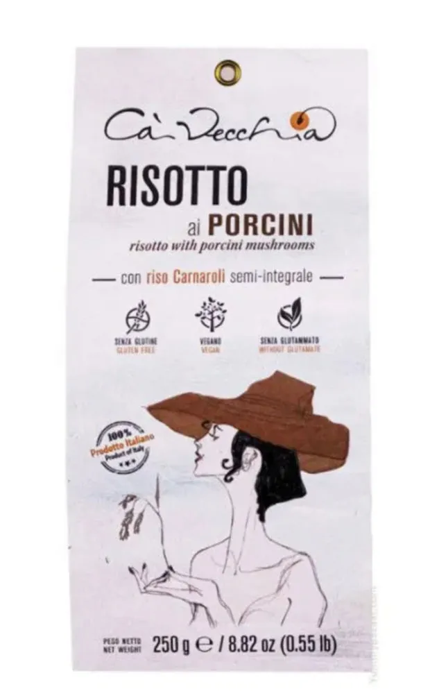 Ca'Vecchia - Risotto Ai Porcini- Gluten Free Risotto With Porcini Mushrooms - (250 Gr - 8.82 Oz) 3-Pack