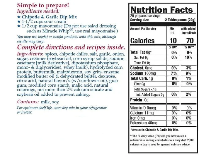 Chipotle & Garlic Dip Mix