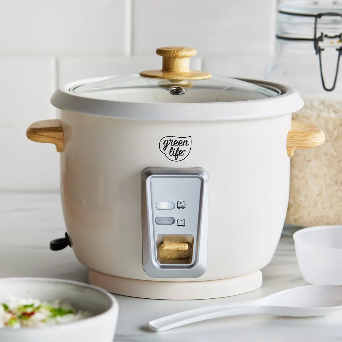 GreenLife 1.5-Quart Rice Cooker | Cream