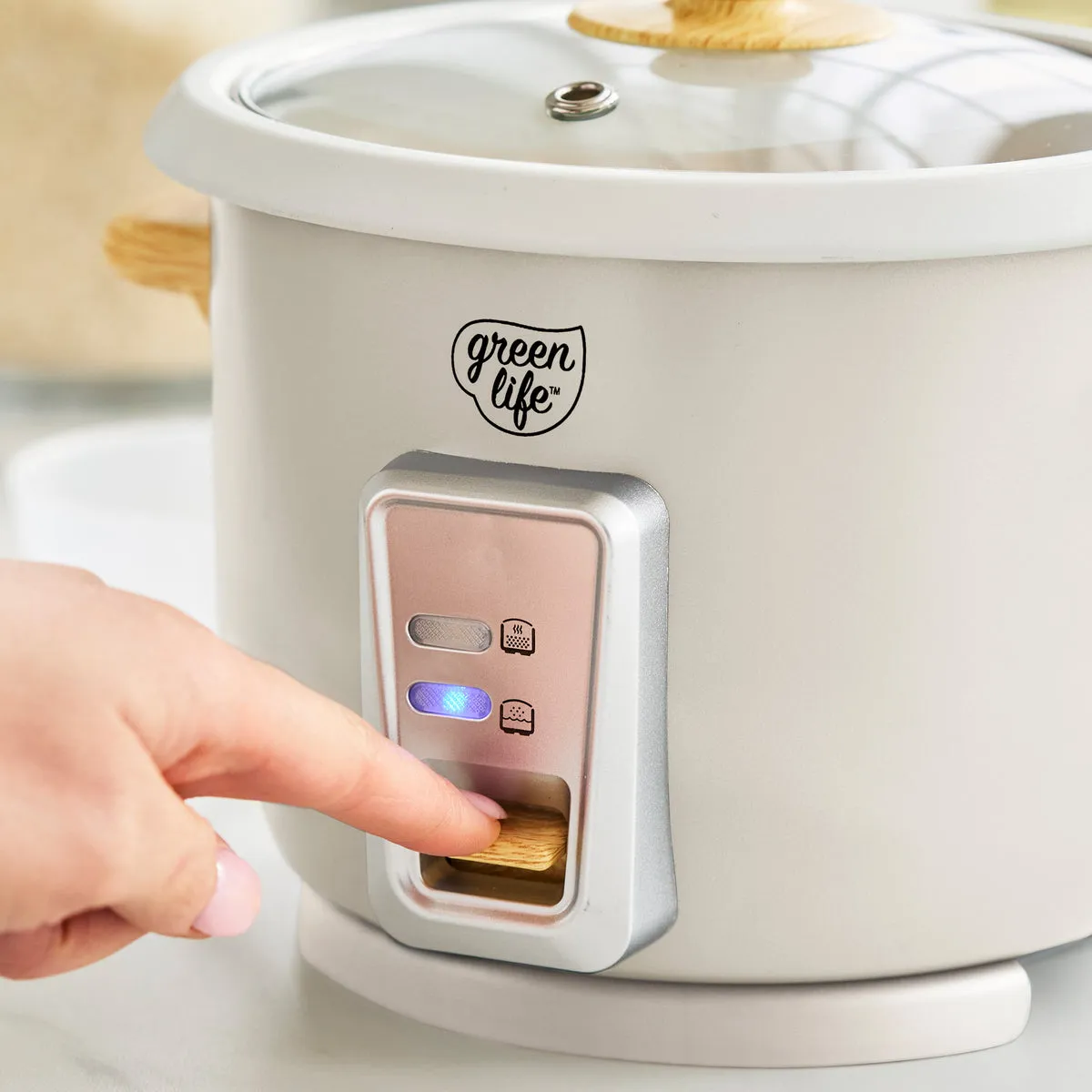 GreenLife 1.5-Quart Rice Cooker | Cream