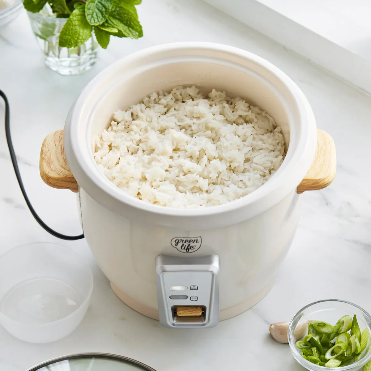 GreenLife 1.5-Quart Rice Cooker | Cream