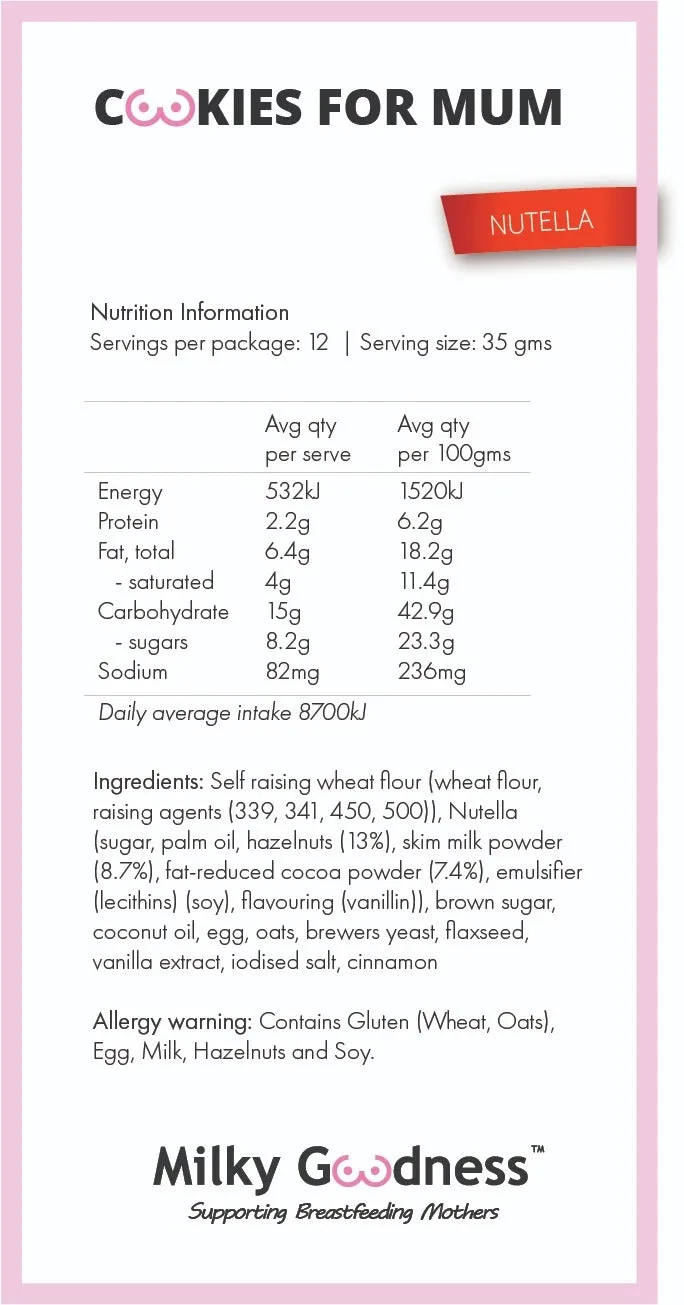 Lactation Cookies - Nutella