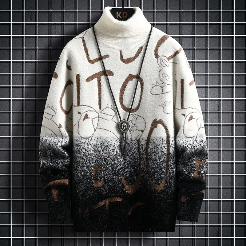 Men's Gradient Mink Fleece Turtleneck Sweater