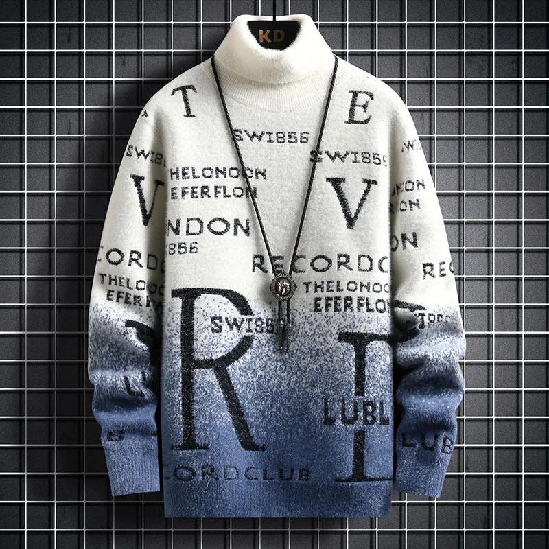 Men's Gradient Mink Fleece Turtleneck Sweater