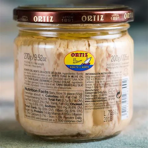 Ortiz Family Reserve Aged White Tuna in Olive Oil *Glass Jars*9.52oz   (Case of 12)
