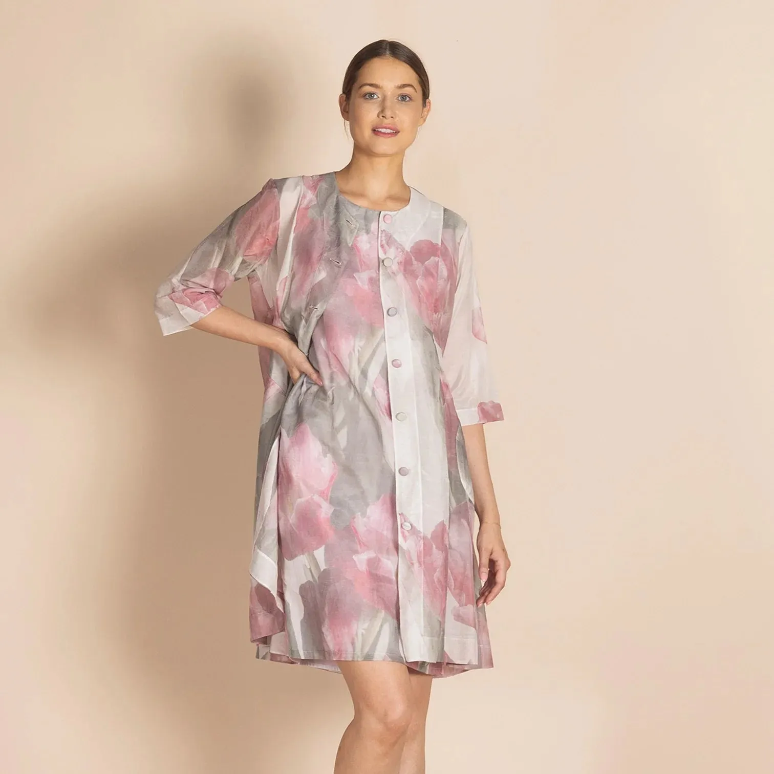Tulips Giselle Dress Coat - Pink Tulips